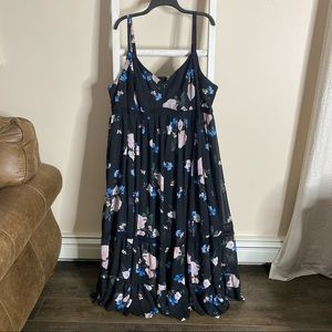 TORRID Black floral crochet chiffon maxi dress. Size 4 short.